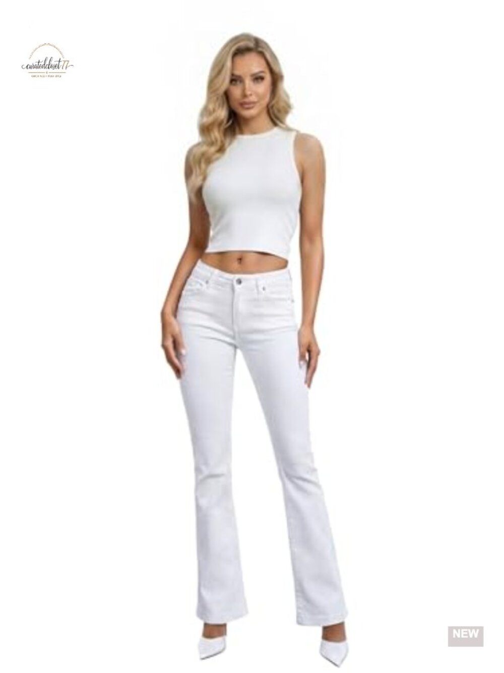 Women's Flare Denim Jeans Mid Rise Stretch Slim Fit Pockets